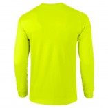 Adult Unisex Ultra Cotton Long Sleeve T-Shirt Safety Green Back