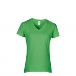 Women's Soft Style Junior Fit V-Neck T-Shirt Heather Irish Green